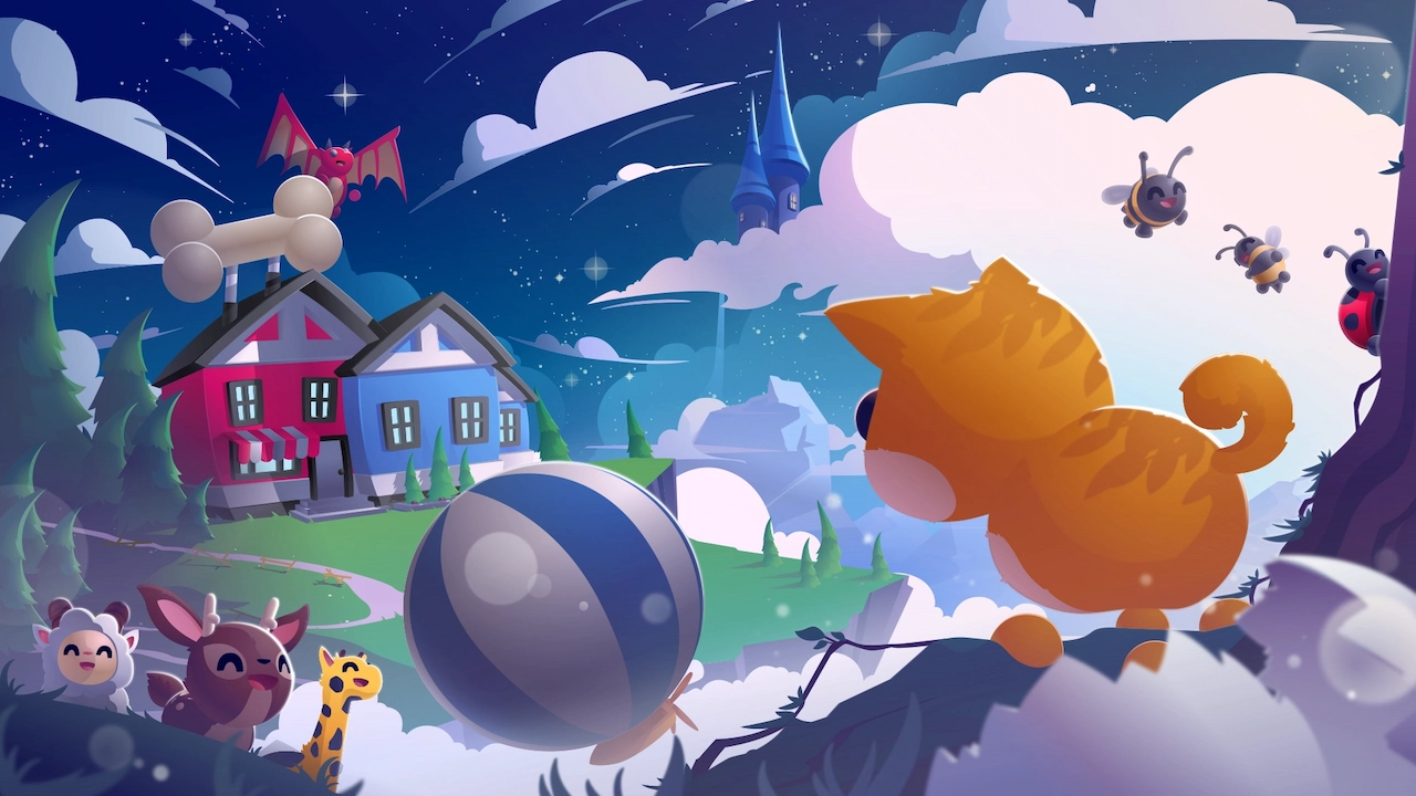 A group of Adopt Me pets playing on the outskirts of the town square.